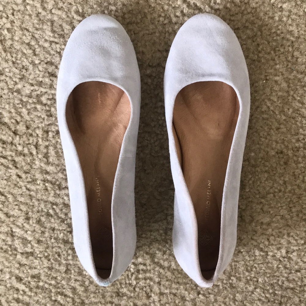 Blue faux suede flats